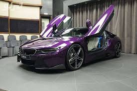صور بي ام دبليو I8 بلون أرجواني مذهل في وكالة أبوظبي تيربو العرب Bmw I8 Bmw Hybrid Sports Car