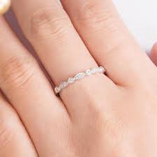 Art Deco Wedding Band Women White Gold Diamond Dainty Etsy Stackable Wedding Bands Art Deco Wedding Band Wedding Rings For Women