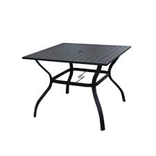 Home depot patio side table with umbrella hole. Umbrella Hole Square Metal Patio Tables Patio Furniture The Home Depot