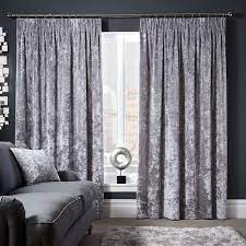 Crushed Velour Silver Pencil Pleat Curtains In 2020 Curtains Living Room Modern Living Room Decor Curtains Pleated Curtains