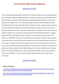 Volvo Penta 2002 Owners Manual By Winfredthurman Issuu