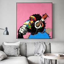 Pop Art Dj Ape Painting On Canvas Art Abstract Acrylic Monkey Etsy Original Large Painting Graffiti Wall Art Pop Art Painting