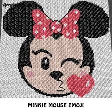 Minnie Mouse Emoji Kissing Disney Cartoon Character Crochet Graphgan Blanket Pattern C2c Cross Stitch Graph Chart Pdf Instant Download