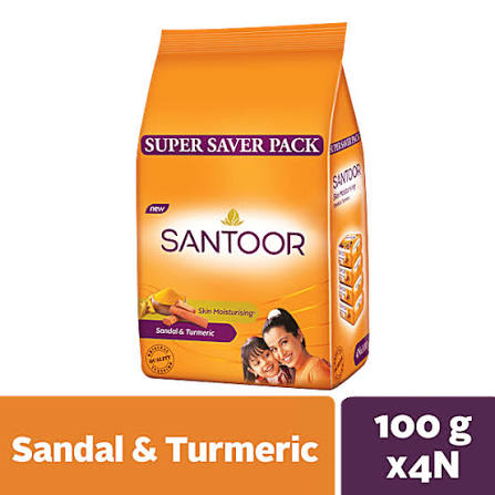 Santoor Sandal & Turmeric Bathing Soap, 100 g