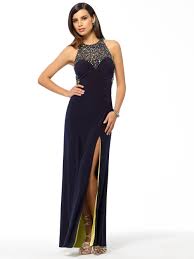 Evening Dresses Navy Jeweled Halter Gown With Contrast Lining Cache Dresses Gorgeous Prom Dresses Formal Dresses Long