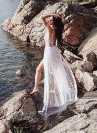 Beach White Wedding Dress Designer Wedding Gowns Dress Photoshoot Beach Photoshoot