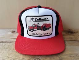 Mccullough Oilfield Services Vintage 80s Trucker Hat Red Mesh Snapback Baseball Cap Fuel Tanker Truck Lucky Stripe Patch Yupoong Ballcap Trucker Hat Mesh Trucker Hat Vintage Cap