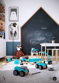 The Perfect Playroom For Kids For Sure House Shaped Chalk Board Diy Construction Toys Chalkboard Wall Playroom Kids Bedroom Design Kids Wall Decor