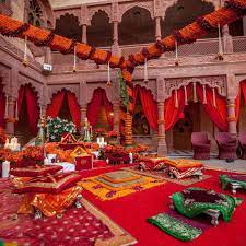 A Royal Rajasthani Wedding Tradition At Its Best Desi Wedding Decor Wedding Hall Decorations Mehndi Decor