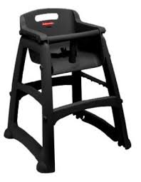 Rubbermaid Fg780608bla Stackable High Chair W Waist Strap Plastic Black Wooden High Chairs Chair Shabby Chic Table And Chairs