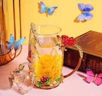 Amazon.com | Nuanchu 4 Sets Flower Glass Tea Cups with Lids ...
