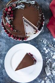 Black And White Mirror Glaze Cake Triple Chocolate Cranberry Mousse Torte Flatlay Sliced Triple Chocolate Mousse Cake Torte
