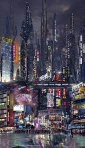 Sci Fi Street Night By Scott Richard On Artstation Cyberpunk City Sci Fi City Futuristic City