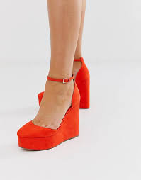 Cherchons.com vous aide à comparer les prix des chaussures à talons compensés rouges ! Asos Design Pressure Chaussures Compensees Rouge Asos