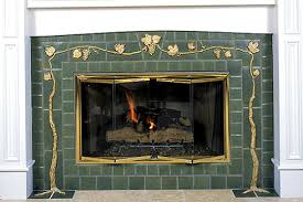 Our vintage fireplace surround tiles look beautiful when incorporated with an antique mantel. Standout Fireplace Tile Arts Crafts Style