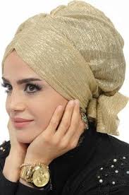 Aise Tesettur Gold Burgulu Hazir Bone Fashion Scarf Styles Bride Hair Accessories