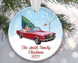 Vintage Car Ornament With Tree Red Convertible Ornament Etsy Personalized Christmas Ornaments Car Ornaments Personalized Christmas