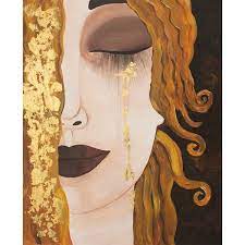 Golden Tears By Gustav Klimt Gold Leaf Painting Gold Leaf Art 18k Gold Leaf Acrylic Painting Anne Marie Zilberman Art Deco Artwork Gold Leaf Art Art