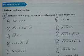 Check spelling or type a new query. Tentukan Nilai X Yang Memenuhi Pertidaksamaan Berikut Dengan Teliti Bag A J Mohon Bantuannya Ya Brainly Co Id