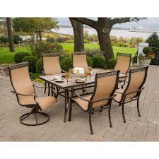 Hanover Monaco 7 Piece Outdoor Patio Dining Set Monaco7pcsw The Home Depot Patio Furniture Dining Set Outdoor Patio Furniture Sets Outdoor Patio Set