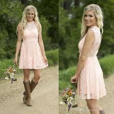 2017 New Summer Chiffon High Low Lace Bridesmaid Dresses Crew Neck Western Country Cheap Plus Size Formal Pa Country Bridesmaid Dresses Short Bridesmaid Dresses
