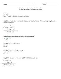 Solving Quadratics By Completing The Square Scaffolded Worksheet Solving Quadratics Completing The Square Quadratics