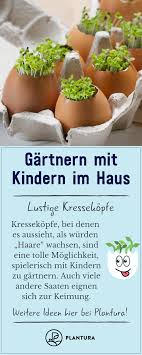 Gartnern Mit Kindern Im Haus Regrowing Andere Inspirationen Plantura Gartnern Mit Kindern Im Haus Lustige Kressekopfe In 2020 Kresse Pflanzen Kinder Kresse