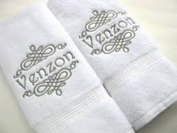 Personalized Embroidered White Bathroom Towels Custom Wedding Gift By August Ave You Pick The Thread Color In 2020 Embroidered Towels Towel Monogram Towels