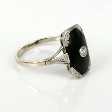 Vintage Black Onyx Rings Women 14ct Platinum Art Deco Onyx And Diamond Ring Vintage Onyx Ring Onyx Jewelry Black Onyx Ring