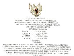 Keputusan diambil seusai rapat lintas kementerian. Inilah Perubahan Hari Libur Nasional Dan Cuti Bersama Tahun 2021