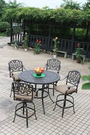 Bar Height Patio Furniture 48 Round Table 4 Swivel Bar Stools Cast Aluminum Elisabeth Outdoorfurniture Garden Patio Furniture Patio Bar Set Outdoor Bar Sets