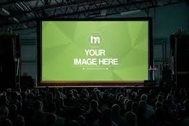 Want To See How Your Image Looks Like On The Big Screen A Mockup Template Featuring A Dar Projector Screen Large Projector Screen Digital Advertising Campaign