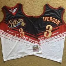 Allen Iverson Philadelphia 76ers Mitchell Ness 1997 98 Independence Swingman Embroidery Jersey
