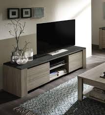 Meuble Tv Couleur Chene Gris Et Imitation Ardoise Contemporain Beryl 2 In 2020 High Gloss Furniture Oak Tv Unit Oak Tv Cabinet