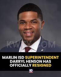 Marlin ISD Superintendent Dr. Darryl Henson officially resigned Tuesday.  Details:  kwtx.com/2025/06/04/marlin-isd-superintendent-darryl-henson-has-officially-resigned/