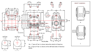 body shaft and foot dimensions of adaptable worm gearbox