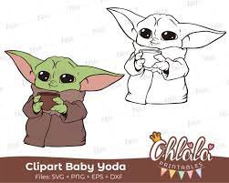 Download Baby Yoda Clipart Character Dxf Eps Files Svg Layered And Images Png Star Wars Silhouettes Handcrafted In Scalab Yoda Clipart Star Wars Silhouette Clip Art