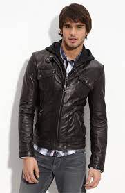 7 Diamonds Los Angeles Trim Fit Leather Moto Jacket With Inset Hood Online Only Nordstrom Manner Outfit Coole Outfits Outfit