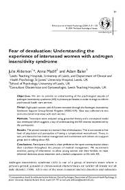 We did not find results for: Pdf Julie Alderson 2000 Dclinpsychol Xy Women With Androgen Insensitivity Syndrome Ais A Qualitative Study Anna Madill Academia Edu