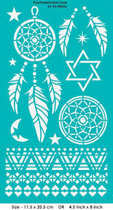 Blue sections in image are the open sections. Stencil Dream Catcher Feathers 4 5 8 Inch 11 5 20 5 Cm Self Adhesive Flexible Perfect For Your Polymer Clay Fabric Wood Glass Card Making Projects