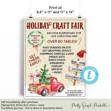 Editable Holiday Craft Fair Flyer Holiday Bazaar Flyer Etsy In 2021 Craft Fairs Christmas Craft Fair Holiday Crafts