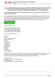 ✯ empire heights, tower a, business bay, dubai. Yanmar Marine Diesel Engine 3jh4e 4jh4ae 4jh4 Te 4jh4 Hte Factory Service Repair Workshop Pdf