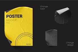 Download Crumpled Poster Mockup Set In Outdoor Advertising Mockups On Yellow Images Creative Store PSD Mockup Templates
