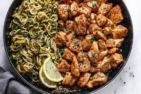 • 98% would make again. Garlic Butter Chicken Bites With Lemon Zucchini Noodles Recipe Eatwell101