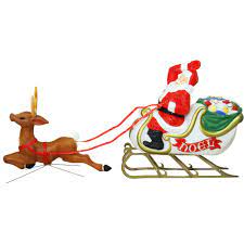 See more ideas about reindeer outdoor decorations santa. 72 Santa With Sleigh And Reindeer Blow Mold Set Walmart Com Walmart Com