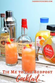Tie Me To The Bedpost Cocktail Combines Whiskey Vodka And Amaretto And Then Is Topped Off With Orange Juice And Grenadine Vodka Liquor Drinks Bourbon Drinks