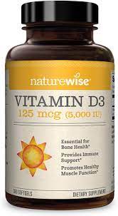 A tablespoon of cod liver oil contains about 1,360 iu of vitamin d3, making it one of the best natural sources available. Amazon Com Naturewise Vitamin D3 5000iu 125 Mcg 1 Year Supply For Healthy Muscle Function Bone Health And Immune Support Non Gmo Gluten Free In Cold Pressed Olive Oil Packaging May Vary 360 Mini Softgels