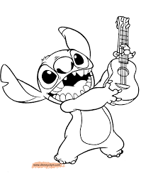 Lilo and stitch learning to read and draw. Stitch With His Ukulele Liloandstitch Stitch Drawing Stitch Coloring Pages Disney Coloring Pages