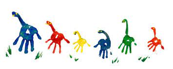 Father S Day Google Logo With Colored Handprints And Dinosaurs Google Doodles Fathers Day Doodles
