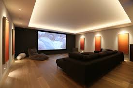 Cinema Room Lighting Design Using Discreet Wall Lights Downlights And A Contour Strip In The Ceiling Home Theater Lighting Home Cinema Room Game Room Lighting
